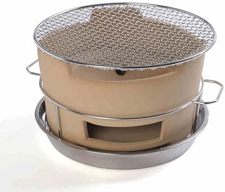 Compact Ceramic Charcoal Grill for Outdoor and Indoor Use Portable Round Clay Fire Pit Ideal for Camping and Home Cooking (One Color L)