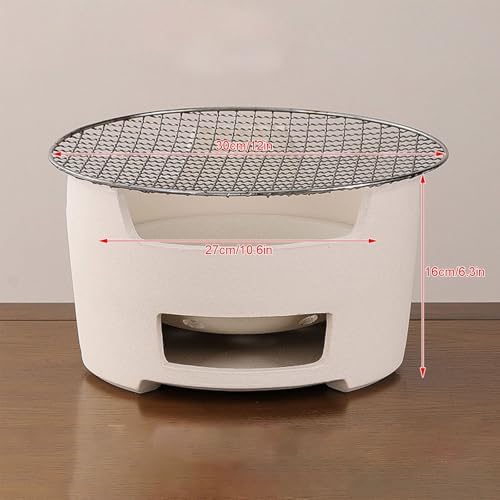 Pottery Barbecue Stove, Portable Wood Clay Charcoal Stove, Multipurpose Outdoor Charcoal Stove, Indoor Charcoal Grill, with Metal Baking Tray(L)
