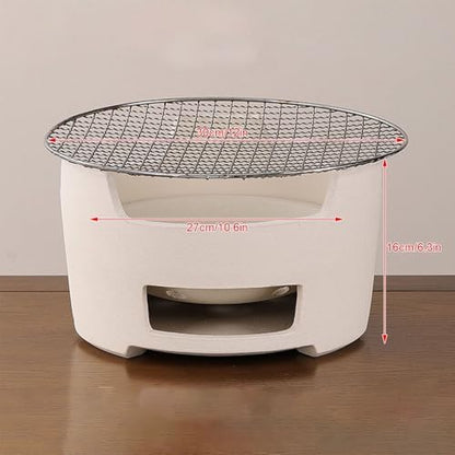 Pottery Barbecue Stove, Portable Wood Clay Charcoal Stove, Multipurpose Outdoor Charcoal Stove, Indoor Charcoal Grill, with Metal Baking Tray(L)