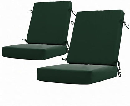 California Umbrella Outdoor Dining Chair, Set of 2 Patio Seat Cushions, 20 x 40 Inch, Premium Outdoor Memory Foam, Fade Resistant, Sunbrella Fabric, Fabric Ties, Forest Green