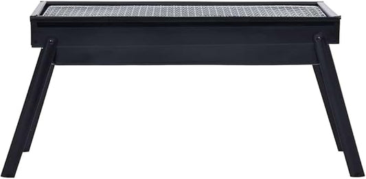 Folding Charcoal BBQ Grill 23.6x8.9x13 Inch, Portable Steel Outdoor Cooking Grill with Removable Ash Tray and Cooking Grid, Tabletop or Freestanding Camping for Travelers