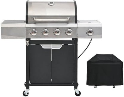 Endark Upgraded 51,000 BTU Gas Grill, 4 Burner BBQ Grill with Side Burner, Camping, Outdoor Cooking, Gatherings
