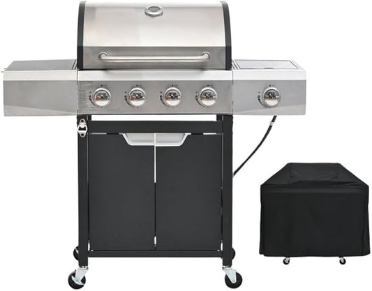 Endark Upgraded 51,000 BTU Gas Grill, 4 Burner BBQ Grill with Side Burner, Camping, Outdoor Cooking, Gatherings