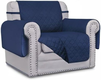 Easy-Going Chair Sofa Slipcover Reversible Sofa Cover Water Resistant Couch Cover Furniture Protector Cover with Elastic Straps for Pets Kids Children Dog Cat (Chair, Navy/Navy) | Machine Washable Slipcover For Dogs, Water Resistant Furniture Mat For L...