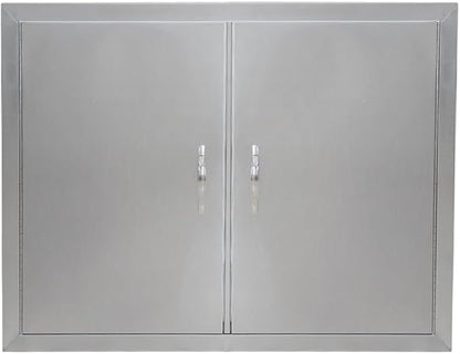 GarveeLife BBQ Access Door, 31 in W x 24 in H Outdoor Kitchen Double Door, 304 Stainless Steel Flush Mount Door for BBQ Island, Grilling Station, Outside Cabinet