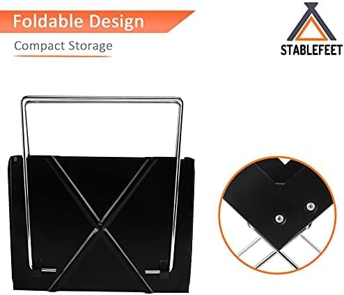 YSSOA 12' Portable Charcoal Barbecue Grill - Folding Detachable Collapsible Mini Tabletop Camping BBQ, Black