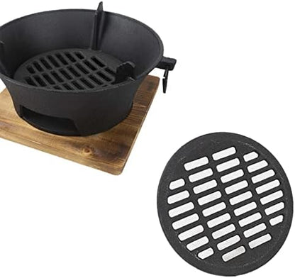 Charcoal Grill Round Firepit Bowl with Grill Grid Furnace Fireplace Wood Burning Camp Stove for BBQ Outside Cooking Hiking Picnic (M)