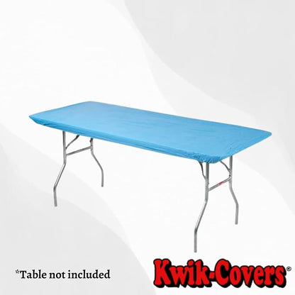 10 Pack of Rectangular Plastic Table Covers - 6' Foot or 8' Foot Options - Indoor or Outdoor Fitted Table Covers (Table NOT Included) (Light Blue, 30" x 72" (6' ft))