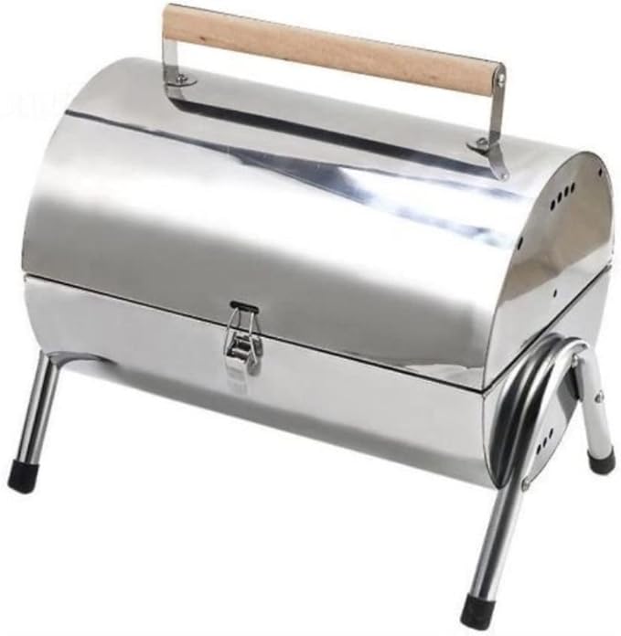 Camping Barbecue Grill Stainless Steel Foldable BBQ Grill with Handle Lightweight Charcoal Grill Stove for Camping Picnic Outdoor Barbecue Charcoal Grill