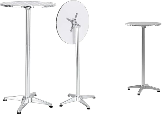 Silver Aluminum Indoor Outdoor 23.75" Restaurant Bar Table & Flash Furniture Mellie 23.25" Round Aluminum Indoor-Outdoor Bar Height Table with Flip-Up Table
