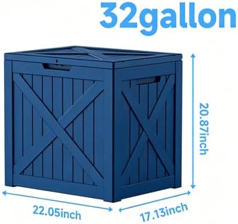 32 Gallon Resin Outdoor Deck Box, Waterproof and Lockable Storage Bin for Patio Furnishings, Outdoor Cushions, Garden Tools and Pool Related Supplies (Black, 32 Gallon)