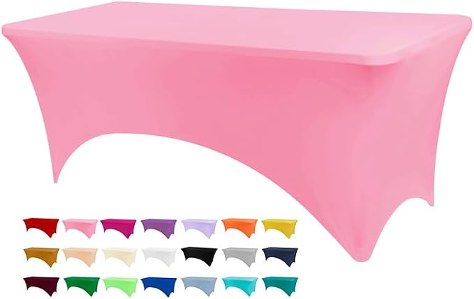 BDDC 6ft Stretch Spandex Fitted Table Cloth for 6 Foot Tables | GRS-Certified Eco-Friendly Fabric, Elastic Fit Rectangle Tablecloth, Washable, Wrinkle-Free, For Events & Parties