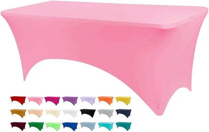 BDDC 8ft Stretch Spandex Fitted Table Cloth for 8 Foot Tables | GRS-Certified Eco-Friendly Fabric, Elastic Fit Rectangle Tablecloth, Washable, Wrinkle-Free, For Events & Parties