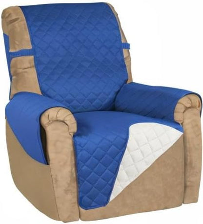 PureFit Reversible Recliner Chair Covers Couch Covers for Dogs, 19 in | Classic Blue/Ivory, Water Resistant Couch Protector, Washable Pet Couch Cover with Non Slip and Elastic Straps For Kids