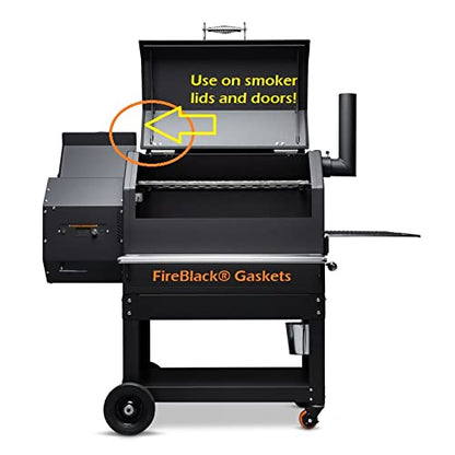 Fireblack® Hi Temp BBQ Smoker Gasket Self Stick 15 ft High Heat 1/2 x 1/8 Black