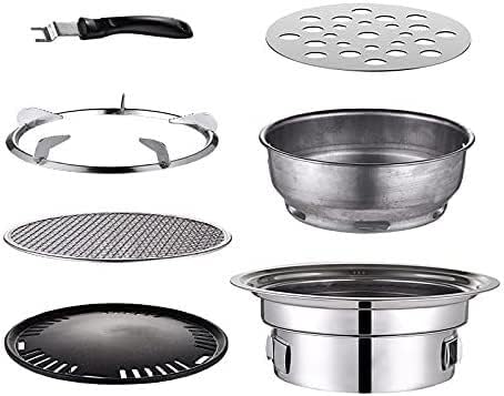 Camping Barbecue Grill Charcoal Barbecue Grill Stainless Steel Non-Stick Barbecue Tray Grills Portable Charcoal Stove Outdoor Camping Barbecue Charcoal Grill(40cm)