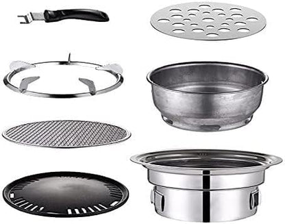 Camping Barbecue Grill Charcoal Barbecue Grill Stainless Steel Non-Stick Barbecue Tray Grills Portable Charcoal Stove Outdoor Camping Barbecue Charcoal Grill(40cm)