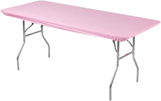 6' Rectangle Plastic Table Covers 30" x 72", Bundle of 5 (Pink)