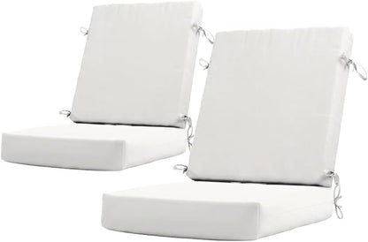 California Umbrella Outdoor Dining Chair, Set of 2 Patio Seat Cushions, 20 x 40 Inch, Premium Outdoor Memory Foam, Fade Resistant, Sunbrella Fabric, Fabric Ties, Natural