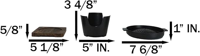 Ebros Gift Japanese Cuisine Portable Tabletop BBQ Yakiniku Grill Aluminum Cooking Stove With Comal Griddle And Wooden Trivet Base For Yakitori Hibachi Robata Personal Sized
