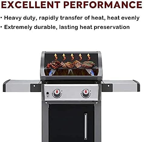 Uniflasy 7637 Grill Griddle for Weber Spirit I & II 200 Series, 17.5" Cast Iron Griddle Insert for Spirit E-210 E-220 S-210 S-220 Front Control Gas Grills, Replacement Flat Cooking Pan