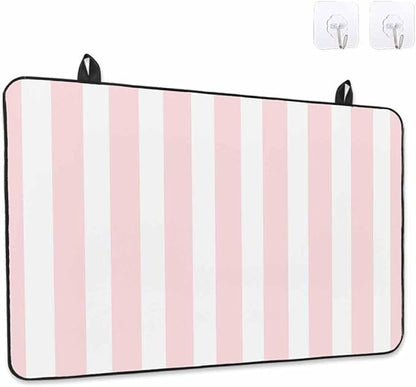 Stove Top Covers for Electric Stove 28.5x20.5 Inches,Pink Stripes HeatResistant Glass Cooktop Protector,Modern Farmhouse Pink White Vertical Striped Ceramic Stovetop Countertop Covers Mat,Oven Cover