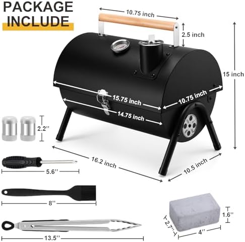 Joyfair Portable Charcoal Grill Set & Small Barbecue Grill (2 IN 1 Double-Sided), Small Tabletop Grill with Accessories Tools, Charcoal Grill with Food Tray & Rack
