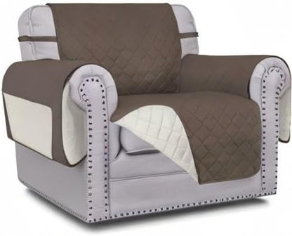 Easy-Going Reversible Couch Cover, Small Chair, Taupe/Ivory | Machine Washable Slipcover For Dogs, Water Resistant Furniture Mat For Living Room, Non-Slip Sofa Cover, Pet Friendly