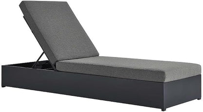 Modway Tahoe Aluminum Outdoor Chaise Lounge in Gray Charcoal with Weather-Resistant Cushions, Perfect Patio Sunbed or Recliner Chair for Pool Furniture