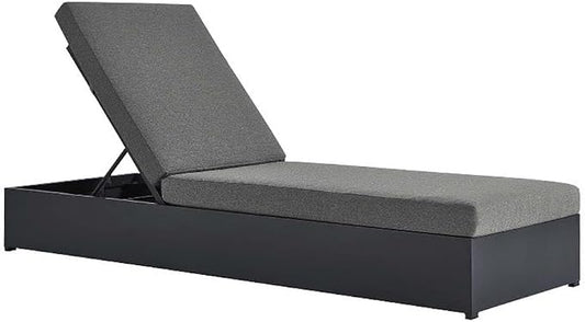 Modway Tahoe Aluminum Outdoor Chaise Lounge in Gray Charcoal with Weather-Resistant Cushions, Perfect Patio Sunbed or Recliner Chair for Pool Furniture