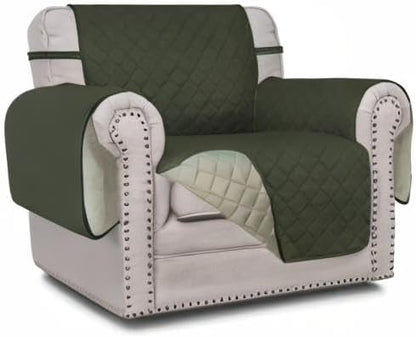 Easy-Going Reversible Couch Cover, Small Chair, Army Green/Beige | Machine Washable Slipcover For Dogs, Water Resistant Furniture Mat For Living Room, Non-Slip Sofa Cover, Pet Friendly