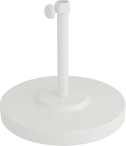 California Umbrella 50 lbs. Round Concrete Weighted Powdercoated Steel Umbrella Base, White Frame