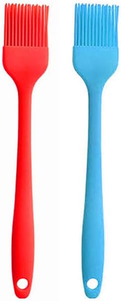 Silicone brush, Oil Brush for BBQ Kitchen Cooking Baking and Grilling (2 PCS,blue&red)