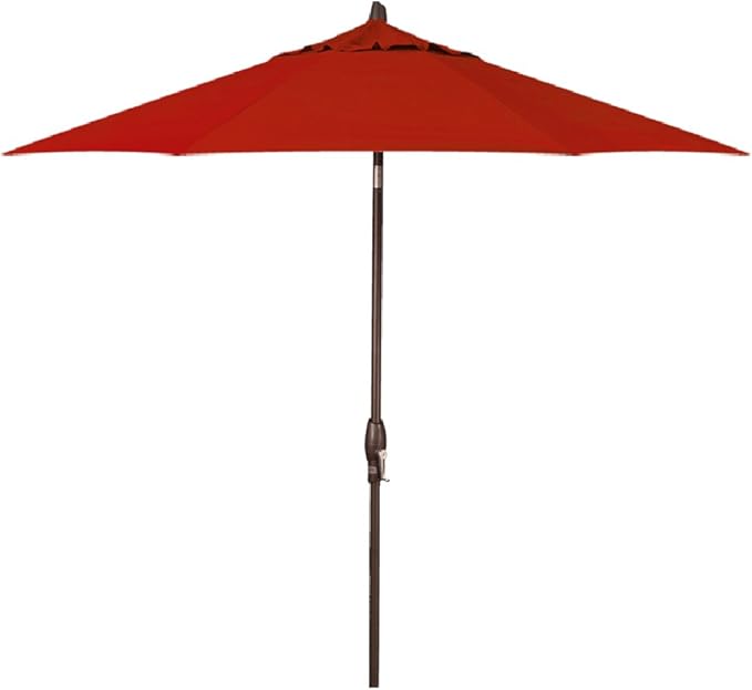 Treasure Garden 9ft Patio Umbrella - Outdoor Furniture Market Umbrella – Deluxe Auto-Tilt – Bronze Aluminum Frame (Sunbrella, Jockey Red)