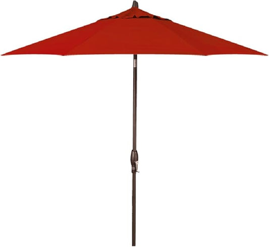 Treasure Garden 9ft Patio Umbrella - Outdoor Furniture Market Umbrella – Deluxe Auto-Tilt – Bronze Aluminum Frame (Sunbrella, Jockey Red)