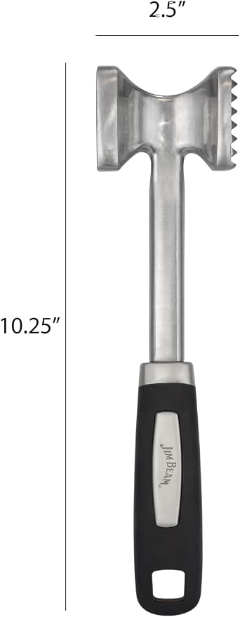 Jim Beam Heavy Duty Construction Meat Tenderizer with Soft Grip Handle, Medium.