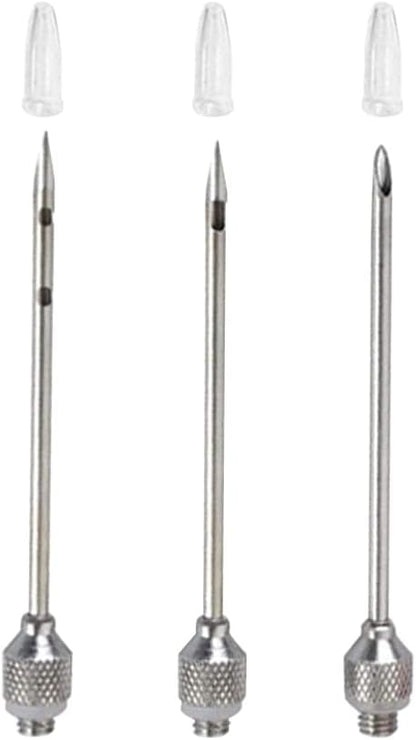 Meat Injector Syring-e Kit,3 Needles Porous Turkey Injector for Meats with Cleaning Brush,Marinade Injector Syring-e for BBQ Grill with Black Oil Brush Easy to Use and Clean