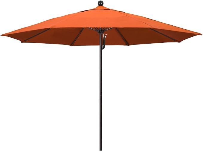California Umbrella 11' Rd. Venture Series Contract Grade Patio Umbrella, Pulley Open, Bronze Finish, Sunbrella Melon