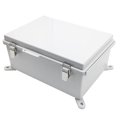 Watertight Electrical Junction Box with Mounting Plate, Clear Hinged Cover Stainless Steel Latch, Plastic Enclosure for Project Wall Bracket, IP67 13.8*9.8*5.9inch（350×250×150mm）