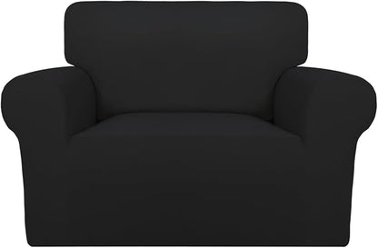 PureFit Super Stretch Sofa Slipcover – Spandex Non Slip Soft Couch Sofa Cover, Washable Furniture Protector with Non Skid Foam and Elastic Bottom for Kids, Pets (Oversized, Black)