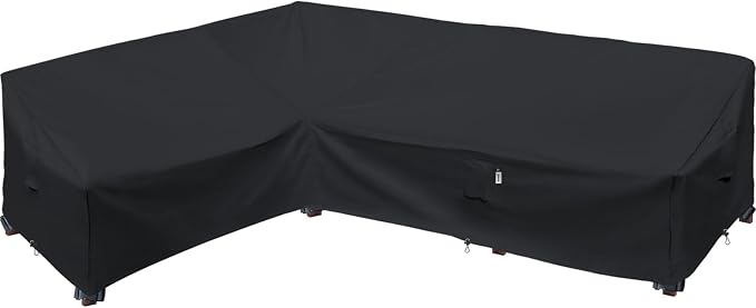 Heavy Duty Outdoor Sectional Sofa Cover, 83"X115" L Shaped Waterproof 600D Patio Sectional Couch Cover, Lawn Patio Furniture Cover (Midnight Black, L-Shaped-Left Facing-83 x115)