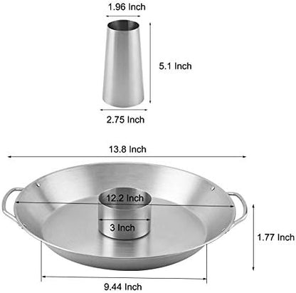 Tellshun Beer Can Chicken Holder, 12 Inch Stainless Steel Grill, BBQ Roaster Cooker Stand Vertical Grilling Accessories Rack for Vegetables Basket Large Size Round Pan