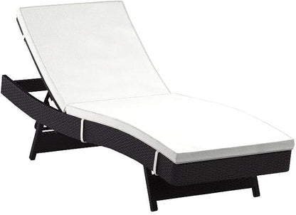 Modway Convene Wicker Rattan Outdoor Patio Chaise Lounge Chairs in Espresso White - Set of 2