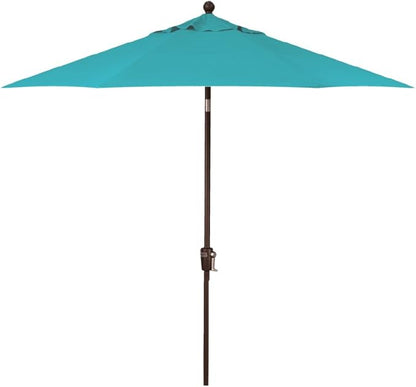 Treasure Garden 7.5ft Patio Umbrella – Outdoor Market Umbrella – Push Button Tilt – Bronze Aluminum Frame (O’bravia, Aqua)