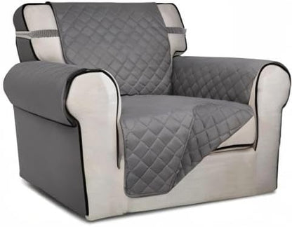 PureFit Reversible Chair Sofa Cover Dog Couch Covers for Sofa, 25.5 in | Gray/Gray, Water Resistant Couch Protector, Washable Pet Couch Cover with Non Slip and Elastic Straps For Kids