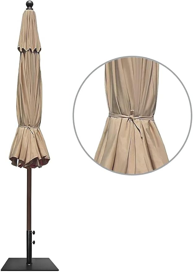 EliteShade USA 10-Year-Non-Fading 11Ft Market Umbrella Patio Outdoor Cylinder Auto Push-up Table Umbrella with Ventilation, Heather Beige