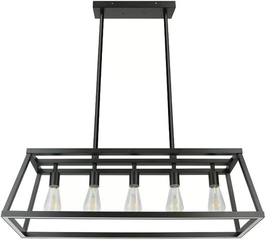 Feit Electric Katalyst 60-Watt 5-Light Matte Black Modern Adjustable CCT and 3-Light Modes Integrated LED Chandelier Light CHD345CCTNLBK