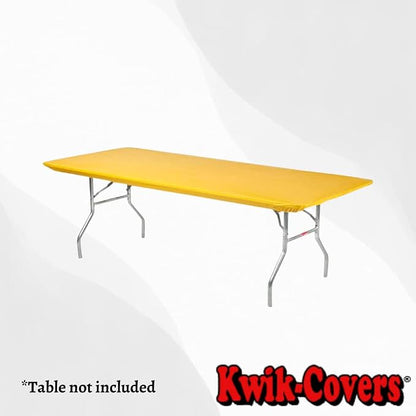 10 Pack of Rectangular Plastic Table Covers - 6' Foot or 8' Foot Options - Indoor or Outdoor Fitted Table Covers (Table NOT Included) (Gold, 30" x 96" (8' ft))