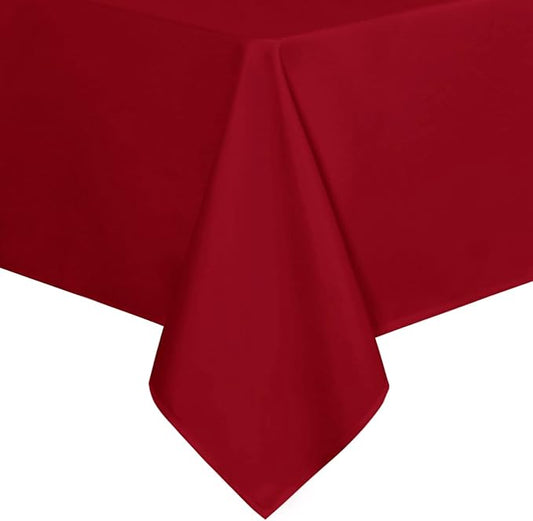 sancua Rectangle Tablecloth - 90 x 132 Inch - Water Resistant Spill Proof Washable Polyester Table Cloth, Decorative Fabric Table Cover for Dining Tables, Buffet Parties and Camping, Red