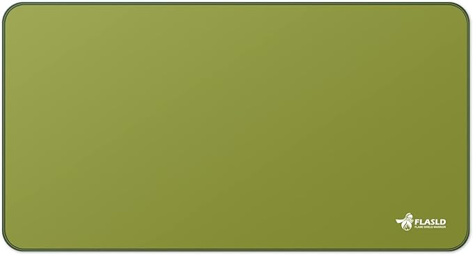 FLASLD Under Grill Mat 32 x 60 inches, Grill and Stove Protective Mat, Protects Decks and Patios from Grease Splashes, Silicone Fiberglass Flame Retardant Material, Spinach Green